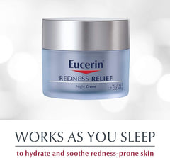 Eucerin Redness Relief Night Creme - Hydrating Cream Safe for Sensitive, Redness-Prone Skin & Rosacea - 1.7 oz Jar