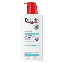 Eucerin Advanced Repair Body Lotion, Unscented Body Lotion for Dry Skin, 16.9 Fl Oz Pump Bottle & Advanced Repair Body Cream, Fragrance Free Body Cream for Dry Skin, 16 Oz Jar