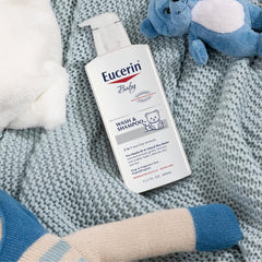 Eucerin Baby Unscented Baby Shampoo and Body Wash, Hypoallergenic, Tear Free Shampoo and Wash with Pro-Vitamin B5 and Shea Butter, 13.5 Fl Oz Bottle 3 pack