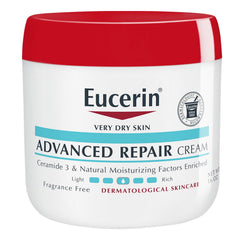 Eucerin Advanced Repair 16 Oz Body Cream and Q10 1.7 Oz Anti-Wrinkle Face Cream Bundle