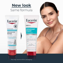 Eucerin Advanced Repair Foot Cream for Dry Feet and Heels, Repairs Very Dry, Rough Skin, Fragrance Free, Non Greasy, Fast Absorbing, Travel Size Lotion, 3 Oz Tube, Pack of 3