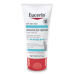Eucerin Advanced Repair Hand Cream, Lotion for Very Dry Skin Use After Washing with Hand Soap, Fragrance Free, 2.7 oz, 12 Count (Pack of 4)