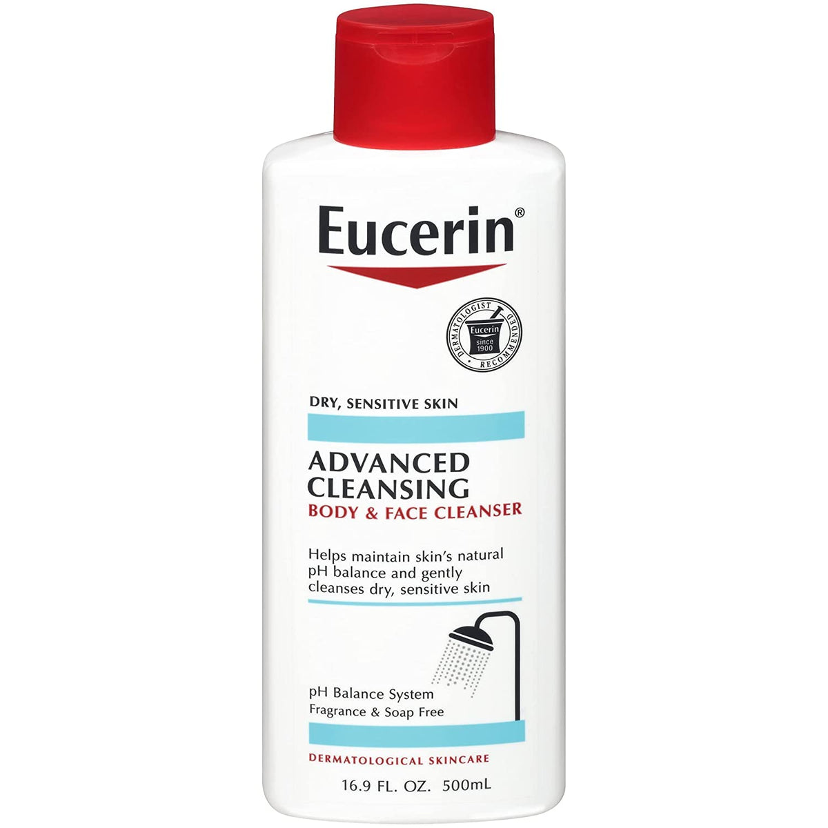 Eucerin Advanced Cleansing Body & Face Cleanser 16.9 Ounce (Pack of 6)