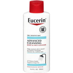 Eucerin Advanced Cleansing Body & Face Cleanser 16.9 Ounce (Pack of 6)