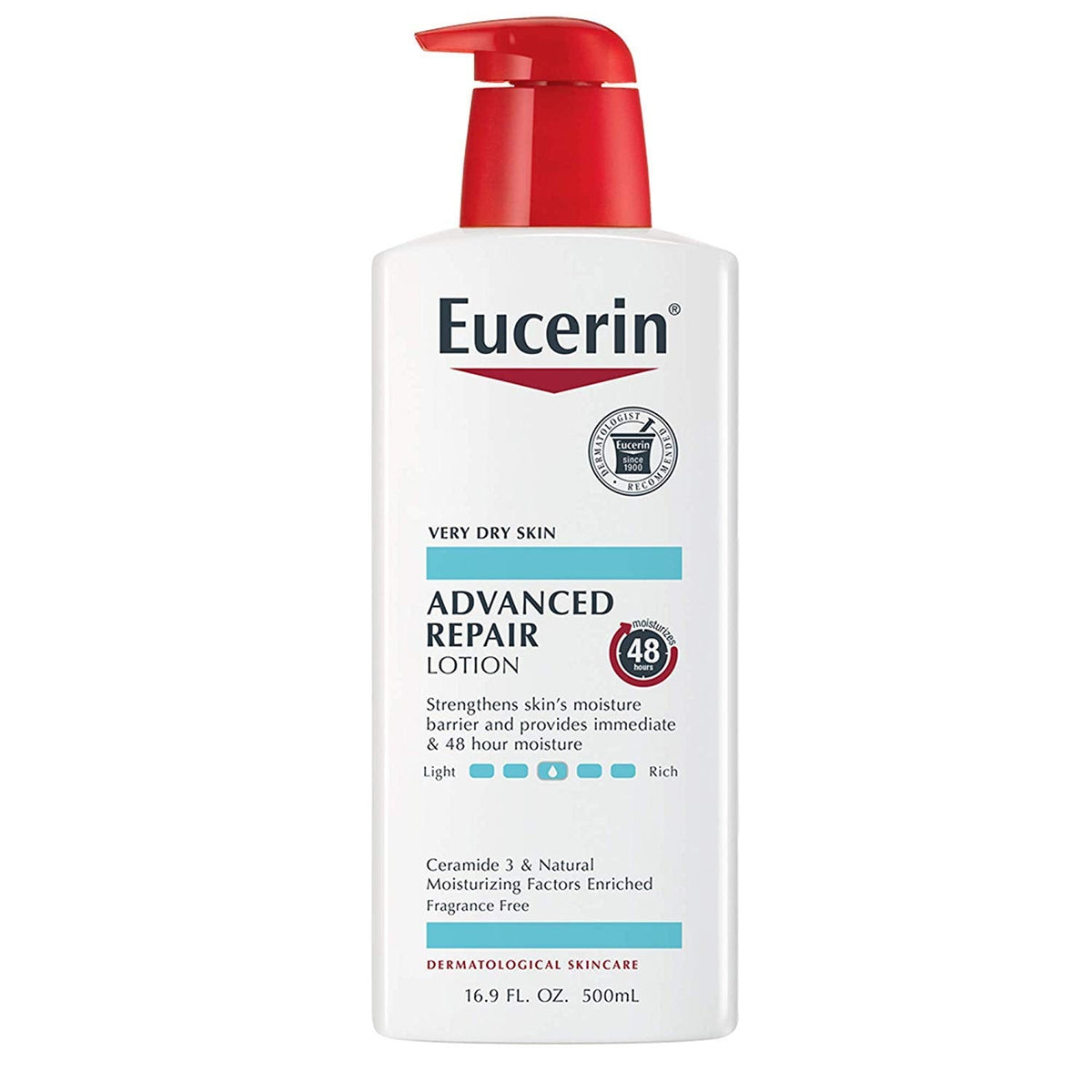 Eucerin Lotion Advanced Repair 16.9 Ounce Pump (Fragrance-Free) (Pack of 6)