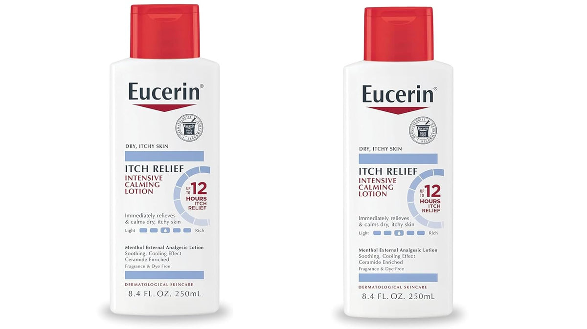 Eucerin Itch Relief Intensive Calming Lotion, Itch-Relieving Lotion for Sensitive Dry Skin, 8.4 Fl Oz Bottle (Pack of 2)