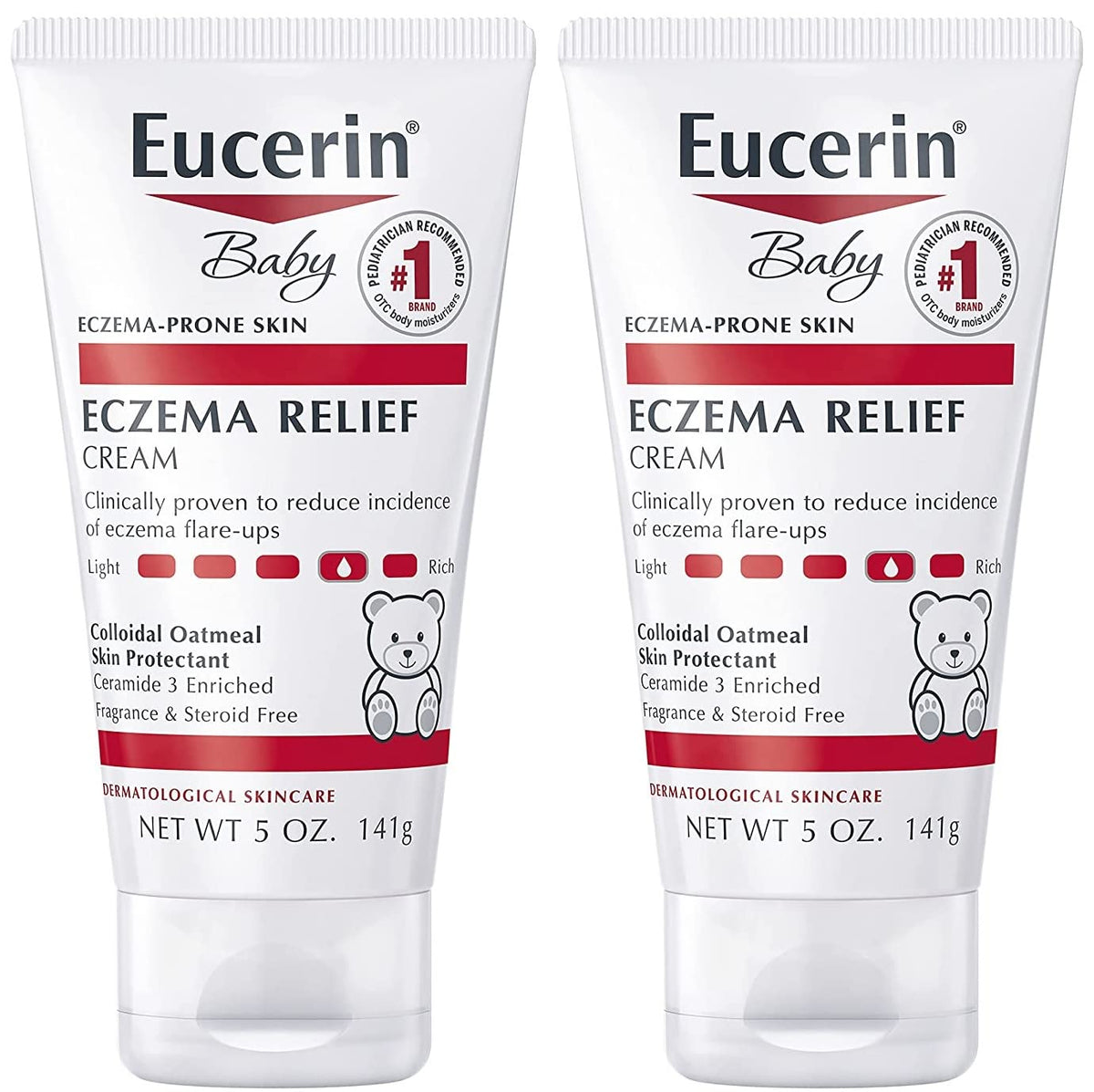 Eucerin Baby Eczema Relief Body Cream - Steroid & Fragrance Free for 3+ Months of Age - 5 oz. Tube (Pack of 2)