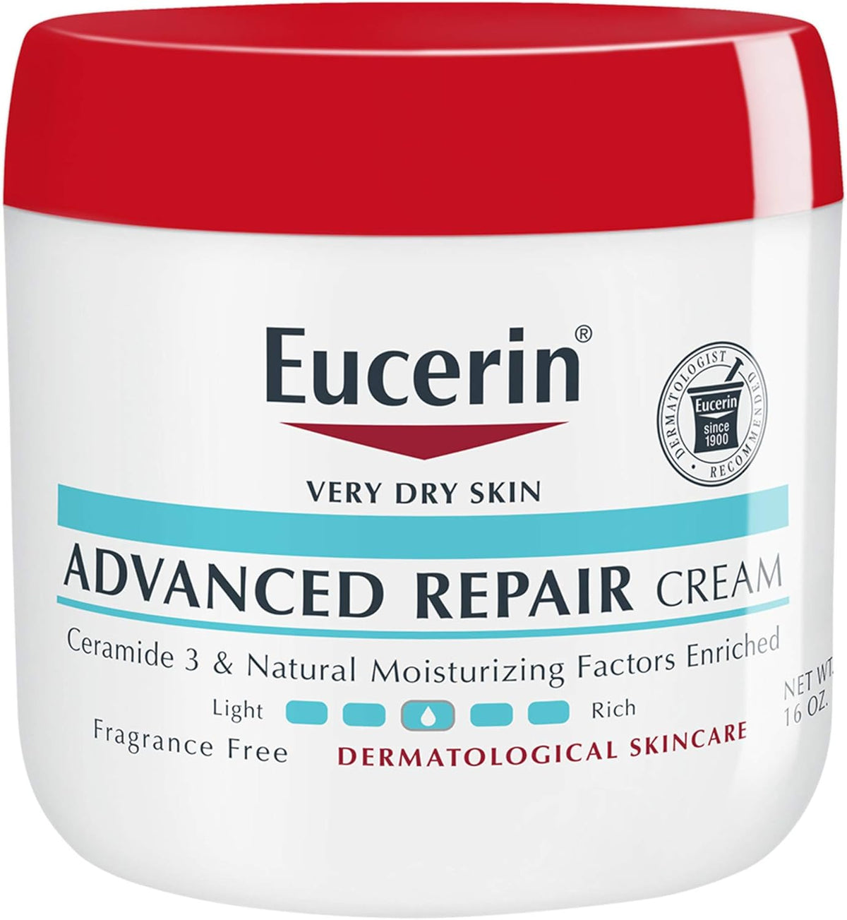 Eucerin Advanced Repair Cream - Fragrance Free, Full Body Lotion for Very Dry Skin - 16 oz. Jar