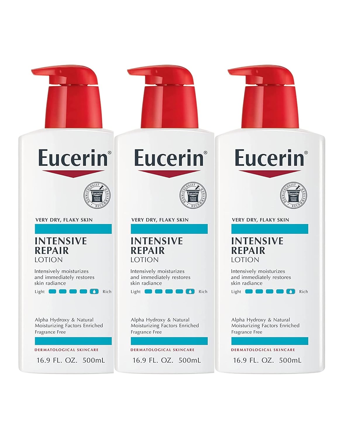 Eucerin Lotion Intensive Repair 16.9 Ounce Pump (500ml) (3 Pack)