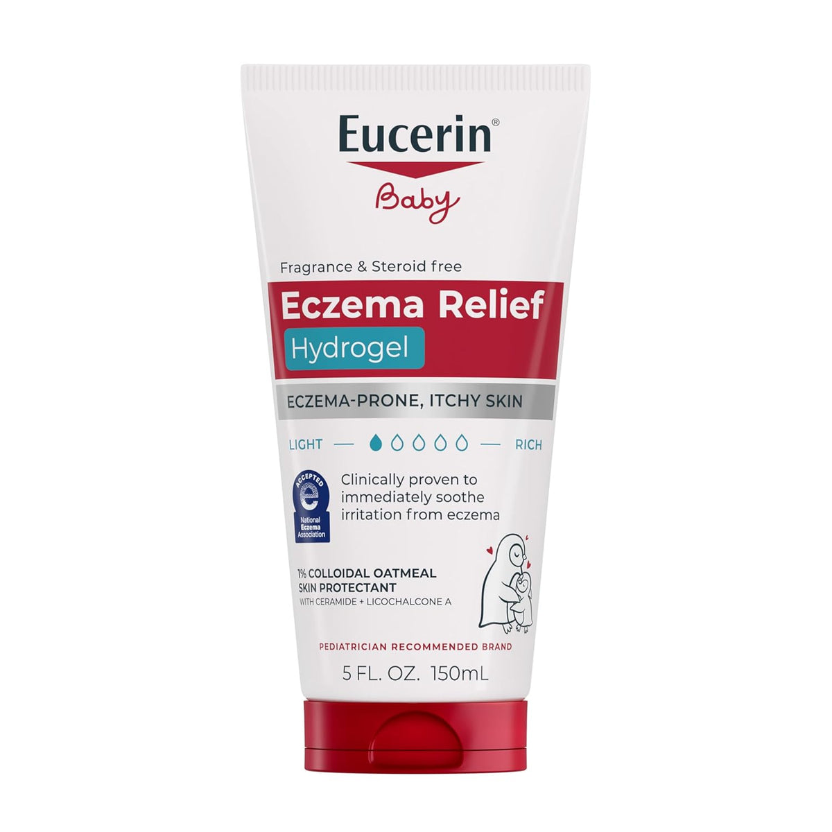 Eucerin Baby Eczema Relief Hydrogel for Dry, Itchy, Eczema-Prone Skin with Colloidal Oatmeal, Hypoallergenic, Fragrance Free and Steroid Free Body Moisturizer for Babies, 5 Fl Oz Tube