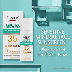 Eucerin Sun Sensitive Mineral Sunscreen Lotion SPF 50, Hypoallergenic, Fragrance Free Sunscreen with Zinc Oxide Protection, 4 Fl Oz Tube