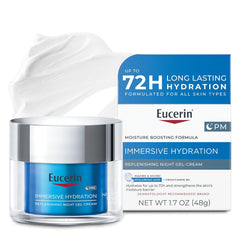 Eucerin Immersive Hydration Replenishing Night Gel Face Cream with Hyaluronic Acid and Provitamin B5, Ultra-Lightweight Face Moisturizer Reduces Look of Fine Lines and Wrinkles, 1.7 Oz Jar