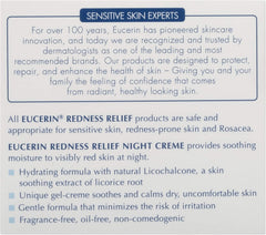 Eucerin Redness Relief Night Creme - Hydrating Cream Safe for Sensitive, Redness-Prone Skin & Rosacea - 1.7 oz Jar
